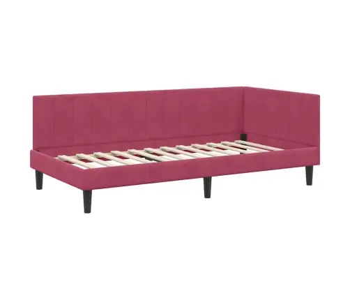 Stūra Gultas Rāmis Ar Galvas Klāju Vīnsarkans 90 X 190 Cm Samts Vidaxl