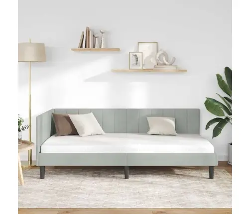 Stūra Gultas Rāmis Gaiši Pelēka 90 X 200 Cm Samts Vidaxl