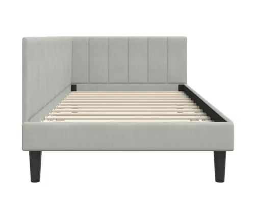 Stūra Gultas Rāmis Gaiši Pelēka 90 X 200 Cm Samts Vidaxl