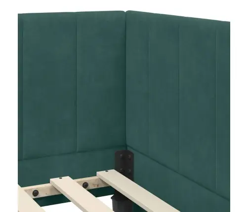 Stūra Gultas Rāmis Ar Galvas Klāju Tumši Zaļa 90 X 200 Cm Samts Vidaxl