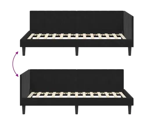 Kampinė Lovos Konstrukcija Juoda 90 Cm X 200 Cm Aksomas