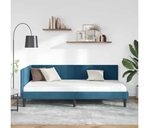 Kampinė Lovos Konstrukcija Mėlyna 100 Cm X 200 Cm Aksomas