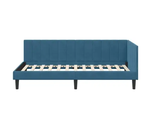 Kampinė Lovos Konstrukcija Mėlyna 100 Cm X 200 Cm Aksomas