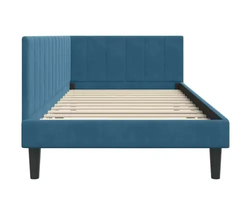 Kampinė Lovos Konstrukcija Mėlyna 100 Cm X 200 Cm Aksomas