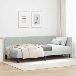 Stūra Gultas Rāmis Gaiši Pelēka 100 X 200 Cm Samts Vidaxl