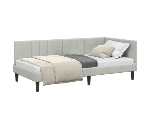 Stūra Gultas Rāmis Gaiši Pelēka 100 X 200 Cm Samts Vidaxl