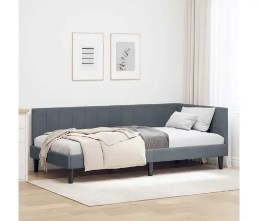 Stūra Gultas Rāmis Tumši Pelēka 100 X 200 Cm Samts Vidaxl