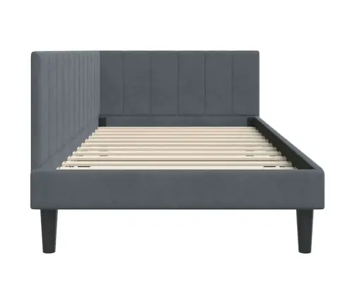 Stūra Gultas Rāmis Tumši Pelēka 100 X 200 Cm Samts Vidaxl