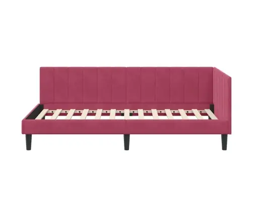 Stūra Gultas Rāmis Vīnsarkans 100 X 200 Cm Samts Vidaxl