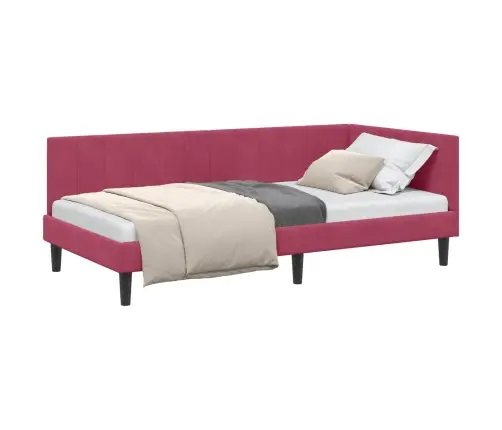 Stūra Gultas Rāmis Vīnsarkans 100 X 200 Cm Samts Vidaxl