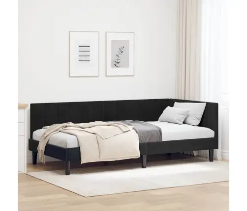 Kampinė Lovos Konstrukcija Juoda 100 Cm X 200 Cm Aksomas