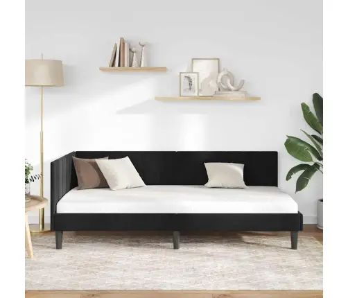 Kampinė Lovos Konstrukcija Juoda 100 Cm X 200 Cm Aksomas