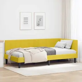 Stūra Gultas Rāmis Dzeltena 100 Cm X 200 Cm Samts Vidaxl Stūra Gultas Rāmis Dzeltena 100 Cm X 200 Cm Samts Vidaxl