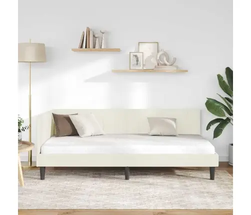 Kampinė Lovos Konstrukcija Kreminė 100 Cm X 200 Cm Aksomas