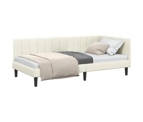 Kampinė Lovos Konstrukcija Kreminė 100 Cm X 200 Cm Aksomas