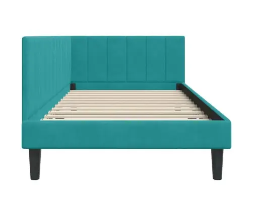 Stūra Gultas Rāmis Tirkīzzila 100 X 200 Cm Samts Vidaxl