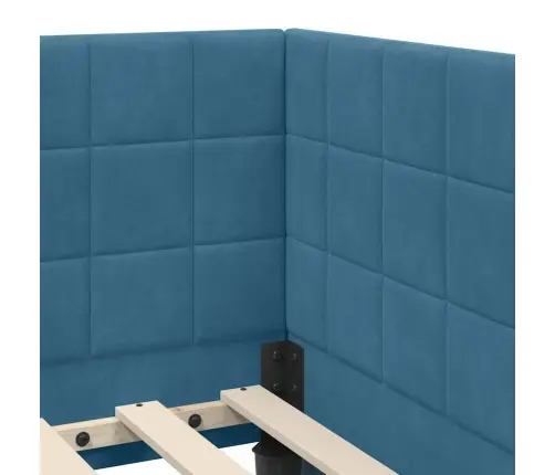Stūra Gultas Rāmis Ar Galvas Klāju Zila 80 X 200 Cm Samts Vidaxl