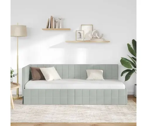 Stūra Gultas Rāmis Gaiši Pelēka 80 X 200 Cm Samts Vidaxl