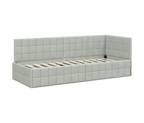 Stūra Gultas Rāmis Gaiši Pelēka 80 X 200 Cm Samts Vidaxl