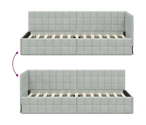 Stūra Gultas Rāmis Gaiši Pelēka 80 X 200 Cm Samts Vidaxl