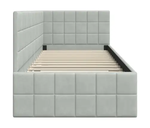 Stūra Gultas Rāmis Gaiši Pelēka 80 X 200 Cm Samts Vidaxl