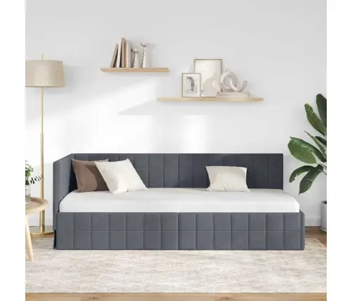 Stūra Gultas Rāmis Tumši Pelēka 80 X 200 Cm Samts Vidaxl