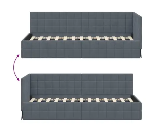Stūra Gultas Rāmis Tumši Pelēka 80 X 200 Cm Samts Vidaxl