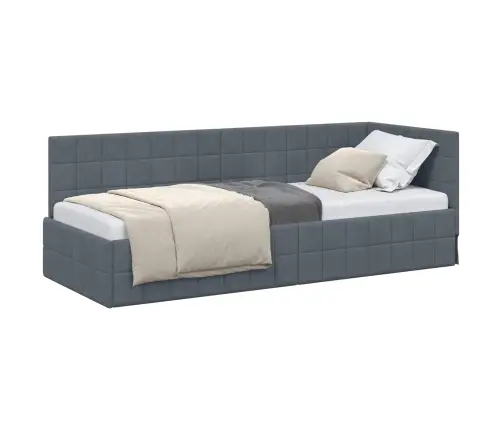 Stūra Gultas Rāmis Tumši Pelēka 80 X 200 Cm Samts Vidaxl