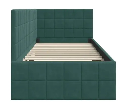 Stūra Gultas Rāmis Ar Galvas Klāju Tumši Zaļa 80 X 200 Cm Samts Vidaxl