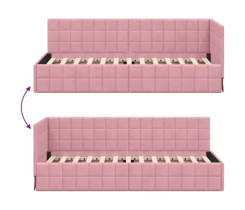 Kampinė Lovos Konstrukcija Rožinė 80 Cm X 200 Cm Aksomas