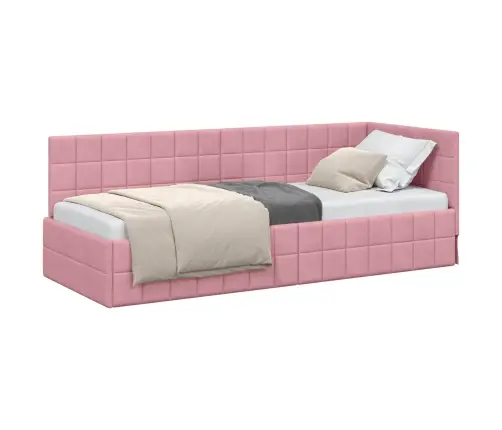 Kampinė Lovos Konstrukcija Rožinė 80 Cm X 200 Cm Aksomas