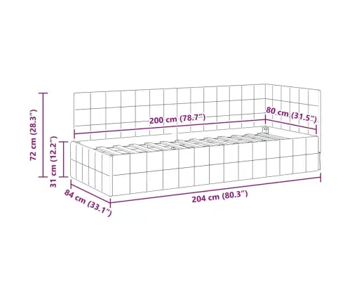 Kampinė Lovos Konstrukcija Rožinė 80 Cm X 200 Cm Aksomas