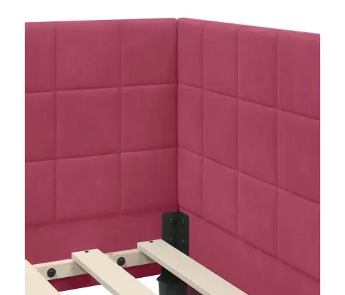 Stūra Gultas Rāmis Ar Galvas Klāju Vīnsarkans 80 X 200 Cm Samts Vidaxl