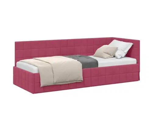 Stūra Gultas Rāmis Ar Galvas Klāju Vīnsarkans 80 X 200 Cm Samts Vidaxl