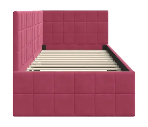 Stūra Gultas Rāmis Ar Galvas Klāju Vīnsarkans 80 X 200 Cm Samts Vidaxl