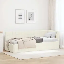 Stūra Gultas Rāmis Krēmkrāsa 80 Cm X 200 Cm Audums Vidaxl