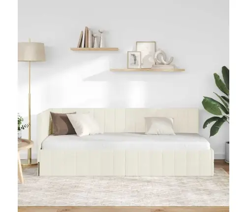 Stūra Gultas Rāmis Ar Galvas Klāju Krēmkrāsa 80 X 200 Cm Samts Vidaxl