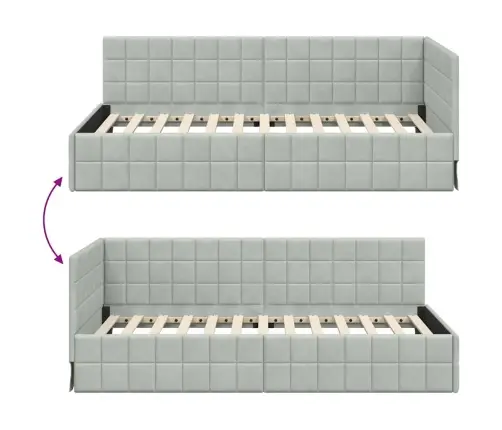 Kampinė Lovos Konstrukcija Šviesiai Pilka 90 Cm X 190 Cm