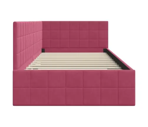 Stūra Gultas Rāmis Ar Galvas Klāju Vīnsarkans 90 X 190 Cm Samts Vidaxl