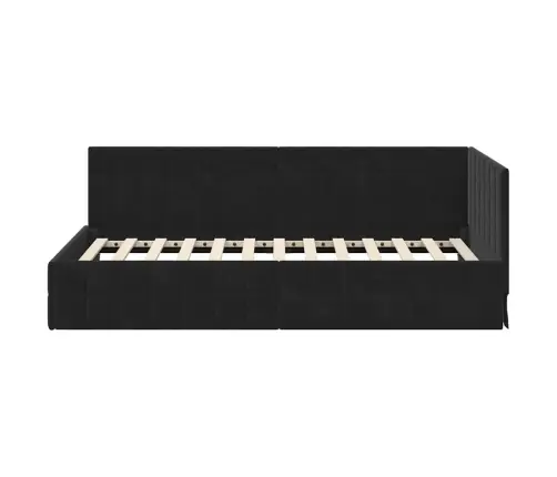 Kampinė Lovos Konstrukcija Juoda 90 Cm X 190 Cm Aksomas