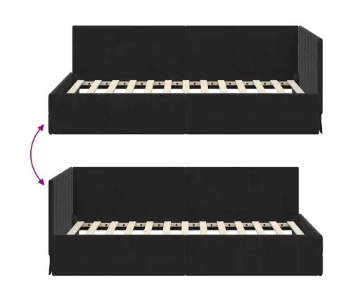 Kampinė Lovos Konstrukcija Juoda 90 Cm X 190 Cm Aksomas