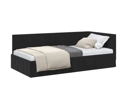 Kampinė Lovos Konstrukcija Juoda 90 Cm X 190 Cm Aksomas