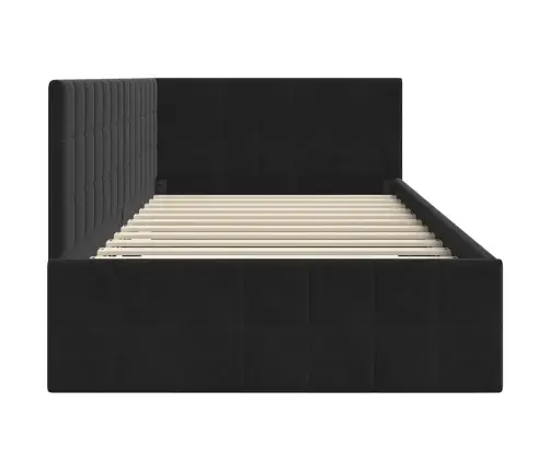 Kampinė Lovos Konstrukcija Juoda 90 Cm X 190 Cm Aksomas