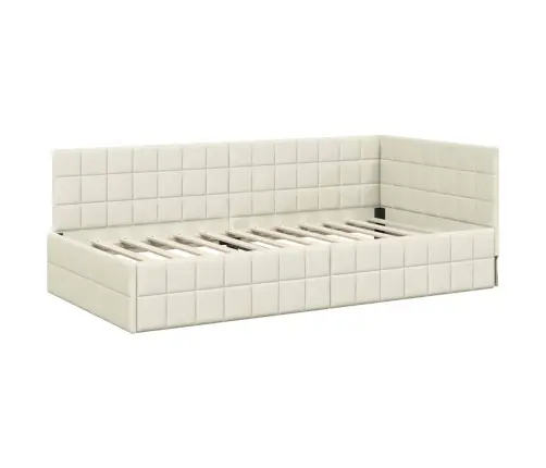 Stūra Gultas Rāmis Ar Galvas Klāju Krēmkrāsa 90 X 190 Cm Samts Vidaxl Stūra Gultas Rāmis Ar Galvas Klāju Krēmkrāsa 90 X 190 Cm Samts Vidaxl