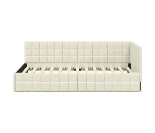 Stūra Gultas Rāmis Ar Galvas Klāju Krēmkrāsa 90 X 190 Cm Samts Vidaxl Stūra Gultas Rāmis Ar Galvas Klāju Krēmkrāsa 90 X 190 Cm Samts Vidaxl