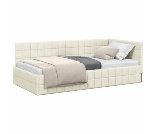 Stūra Gultas Rāmis Ar Galvas Klāju Krēmkrāsa 90 X 190 Cm Samts Vidaxl Stūra Gultas Rāmis Ar Galvas Klāju Krēmkrāsa 90 X 190 Cm Samts Vidaxl