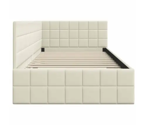Stūra Gultas Rāmis Ar Galvas Klāju Krēmkrāsa 90 X 190 Cm Samts Vidaxl Stūra Gultas Rāmis Ar Galvas Klāju Krēmkrāsa 90 X 190 Cm Samts Vidaxl