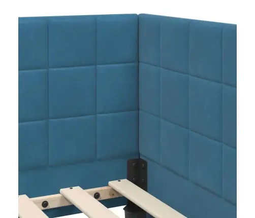 Kampinė Lovos Konstrukcija Mėlyna 90 Cm X 200 Cm Aksomas