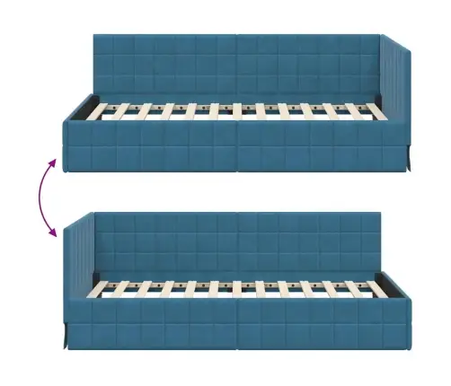 Kampinė Lovos Konstrukcija Mėlyna 90 Cm X 200 Cm Aksomas