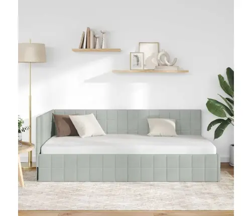 Stūra Gultas Rāmis Gaiši Pelēka 90 X 200 Cm Samts Vidaxl